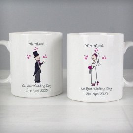 (image for) Personalised Bride & Groom Mug Set