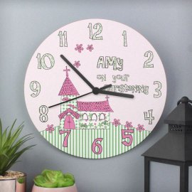 (image for) Personalised Whimsical Church Christening Clock