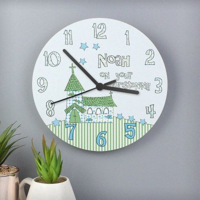 (image for) Personalised Church Boys Christening Clock