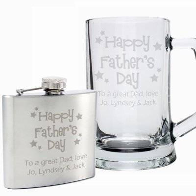 (image for) Personalised Happy Fathers Day Stars Pint Stern Tankard