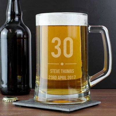 (image for) Personalised Big Age Glass Pint Stern Tankard