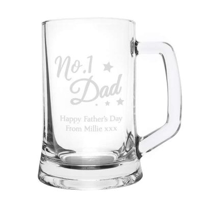 (image for) Personalised 'No.1 Dad' Glass Pint Stern Tankard