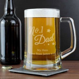 (image for) Personalised 'No.1 Dad' Glass Pint Stern Tankard