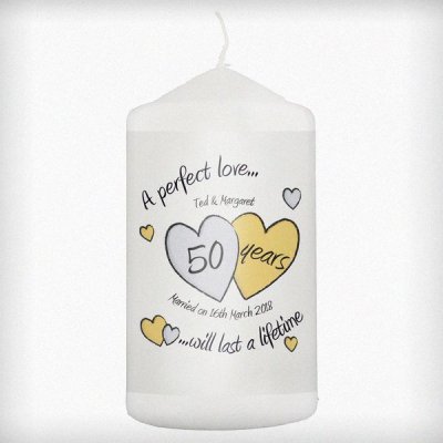 (image for) Personalised A Perfect Love Golden Anniversary Candle