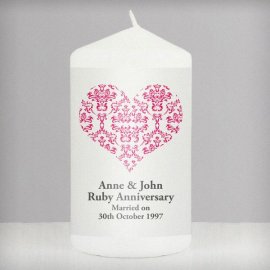 (image for) Personalised Ruby Damask Heart Candle