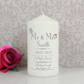 (image for) Personalised Decorative Wedding Mr & Mrs Candle