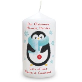 (image for) Personalised Felt Stitch Penguin Candle