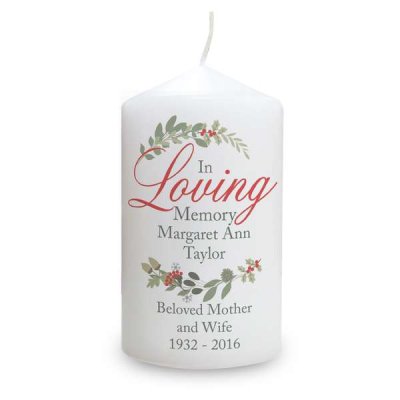 (image for) Personalised In Loving Memory Wreath Candle