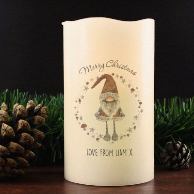 (image for) Personalised Scandinavian Christmas Gnome LED Candle