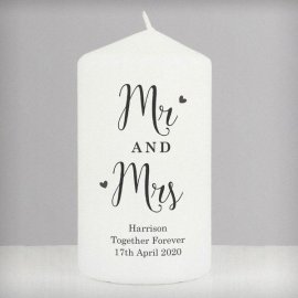 (image for) Personalised Married Couple Pillar Candle