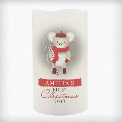 (image for) Personalised '1st Christmas' Mouse Nightlight LED Candle