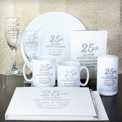 (image for) Personalised 25th Silver Anniversary Pillar Candle
