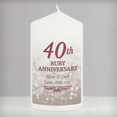 (image for) Personalised 40th Ruby Anniversary Pillar Candle