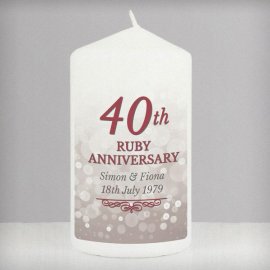 (image for) Personalised 40th Ruby Anniversary Pillar Candle