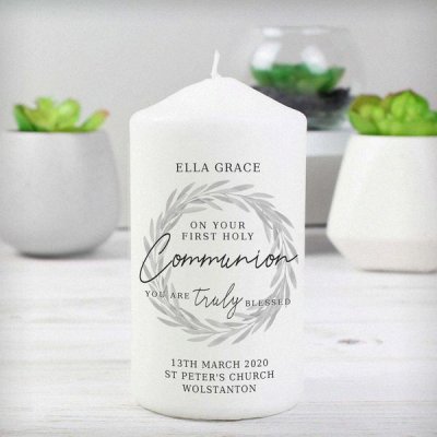 (image for) Personalised 'Truly Blessed' First Holy Communion Pillar Candle
