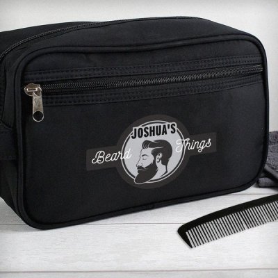 (image for) Personalised Beard Things Black Wash Bag