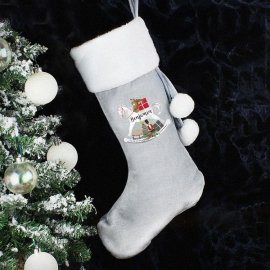 (image for) Personalised Rocking Horse Luxury Silver Grey Stocking