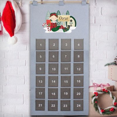 (image for) Personalised Elf Advent Calendar In Silver Grey