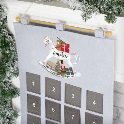 (image for) Personalised Rocking Horse Advent Calendar In Silver Grey