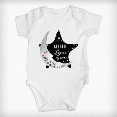(image for) Personalised Baby To The Moon and Back 0-3 Months Baby Vest
