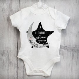 (image for) Personalised Baby To The Moon and Back 0-3 Months Baby Vest