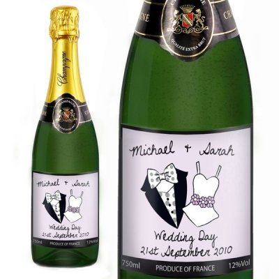(image for) Personalised Dotty Wedding Champagne Bottle
