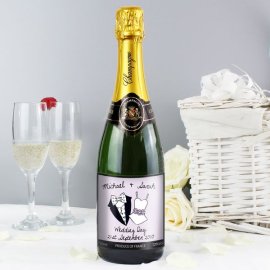 (image for) Personalised Dotty Wedding Champagne Bottle