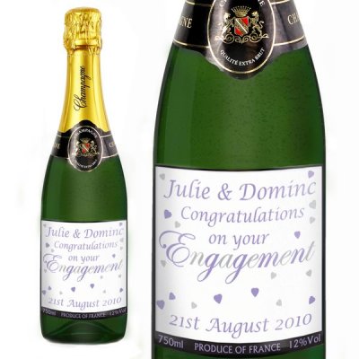 (image for) Personalised Engagement Hearts Champagne