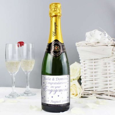 (image for) Personalised Engagement Hearts Champagne with Gift Box