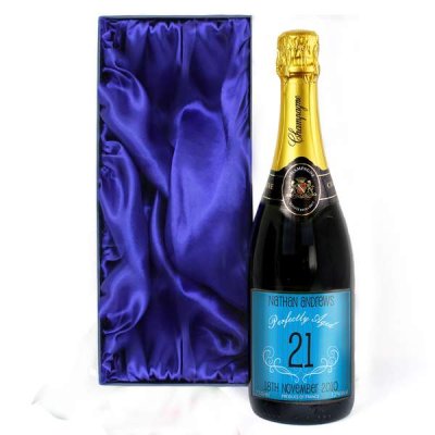 (image for) Personalised Age Champagne Blue with Gift Box