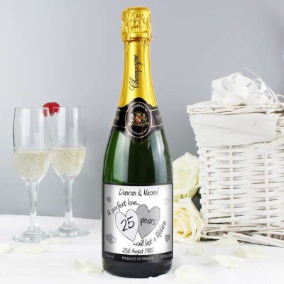(image for) Personalised A Perfect Love Silver Champagne with Gift Box