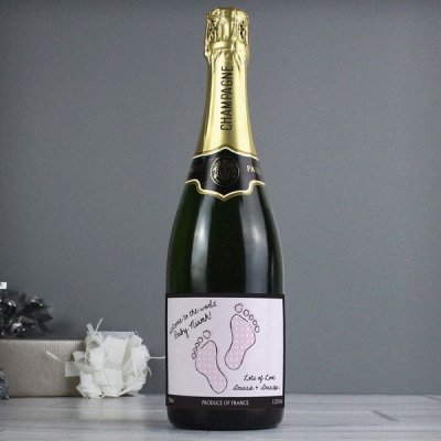 (image for) Personalised Baby Footprint Pink Champagne