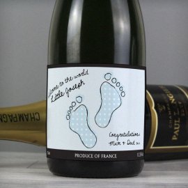 (image for) Personalised Baby Footprint Blue Champagne