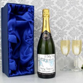 (image for) Personalised Blue Baby Wash Line Champagne with Gift Box