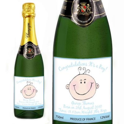 (image for) Personalised Champagne Baby Face Blue