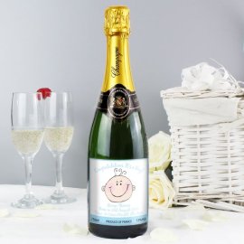 (image for) Personalised Baby Face Blue Champagne