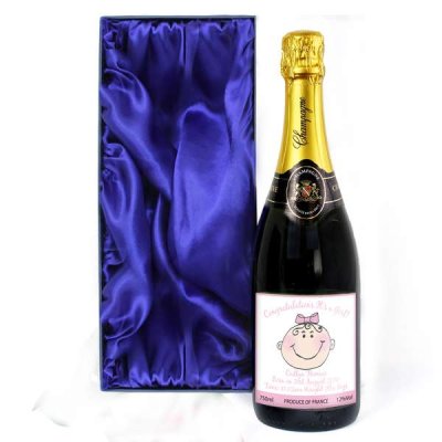 (image for) Personalised Baby Face Pink Champagne with Gift Box