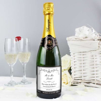 (image for) Personalised Ornate Swirl Champagne Label with Gift Box