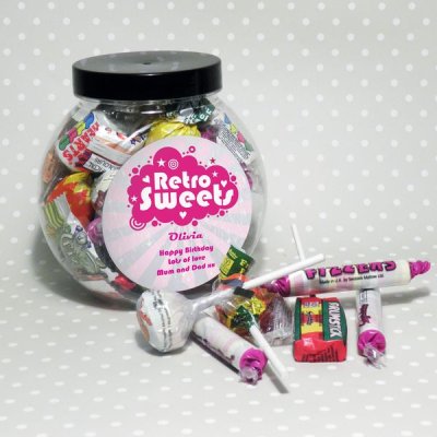 (image for) Personalised Retro Pink Sweet Jar