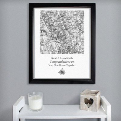 (image for) Personalised 1805 - 1874 Old Series Map Compass Black Framed Pos