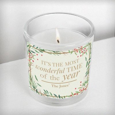 (image for) Personalised 'Wonderful Time of The Year' Christmas Scented Jar Candle