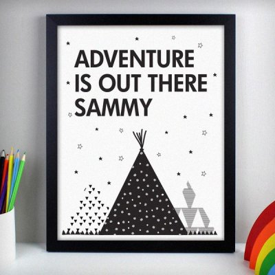 (image for) Personalised Adventure Is Out There Black Framed Print