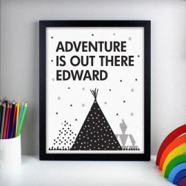 (image for) Personalised Adventure Is Out There Black Framed Print