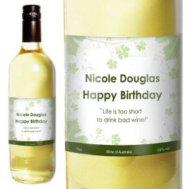 (image for) Personalised White Wine Ivy Label with Gift Box