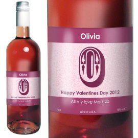 (image for) Personalised Rose Wine Letter Label with Gift Box