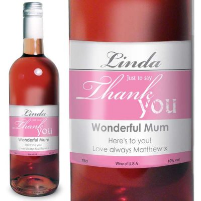 (image for) Personalised Rose Wine Thank You Label