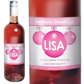 (image for) Personalised Rose Wine Bauble Label with Gift Box