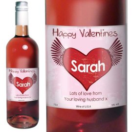 (image for) Personalised Rose Wine Heart Label with Gift Box