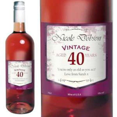 (image for) Personalised Rose Wine Vintage Age Label with Gift Box