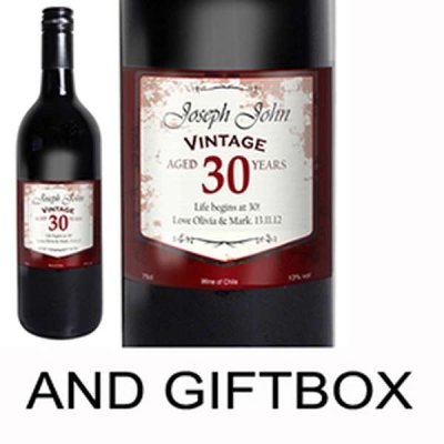 (image for) Personalised Red Wine Vintage Age Label with Gift Box